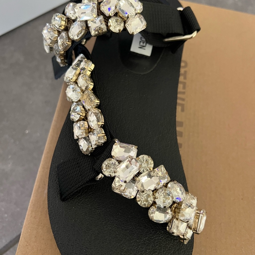 Steve Madden Black Sandals with Crystal Accents - Picture 6 of 10